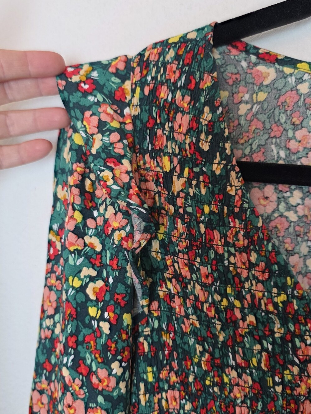 🚨NEW J CREW Green Floral V-Neck Smocked Midi Dress Pockets Wedding Summer Sz M - Picture 6 of 16